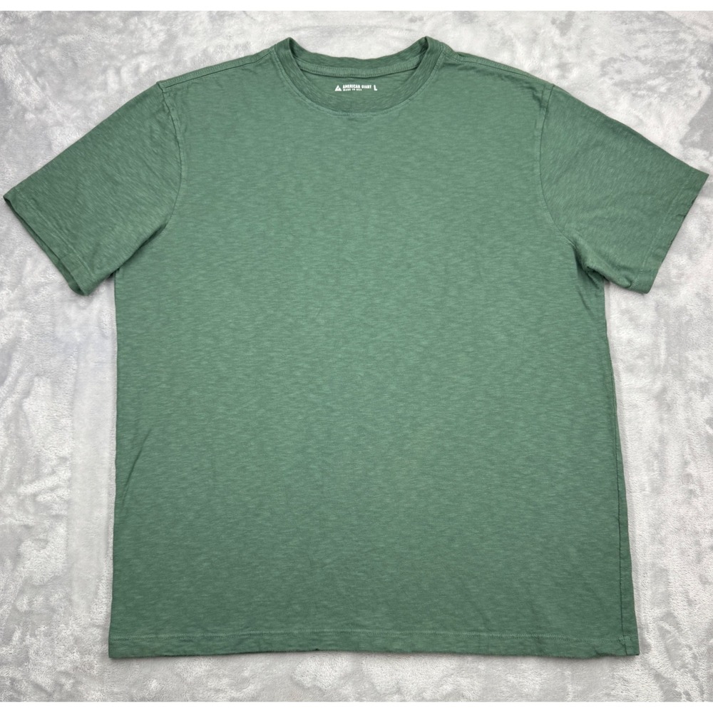AMERICAN GIANT Slub Crewneck T-Shirt Mens L Dark Forest Green Made in USA NWOT